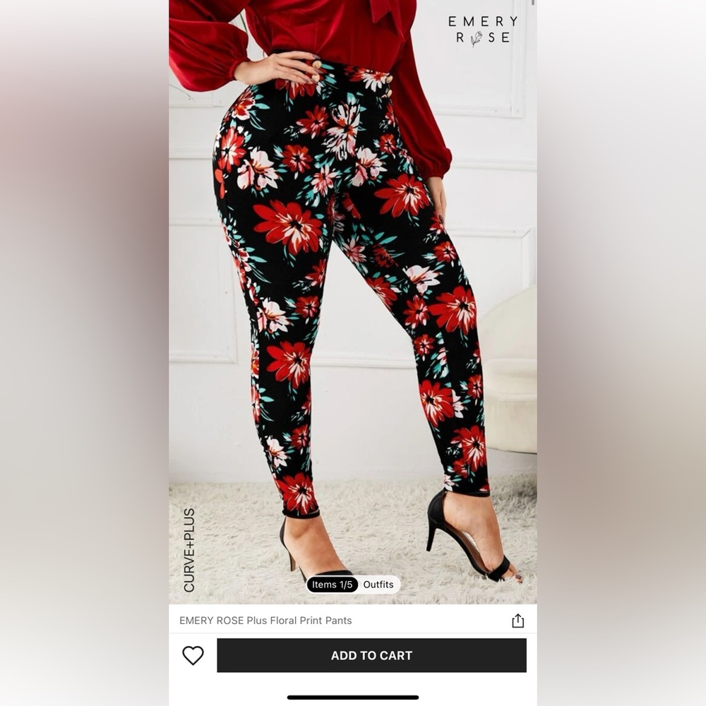 Shein Emery Rose Plus Floral Print Pants